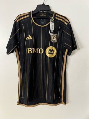 adidas LAFC Men’s Black with Gold Pinstripe Soccer Jersey SZ M